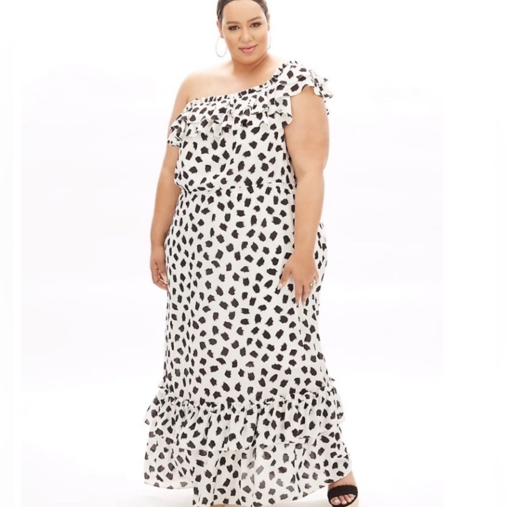 Lane Bryant x Beauticurve Chiffon Polka Dot Maxi Dress